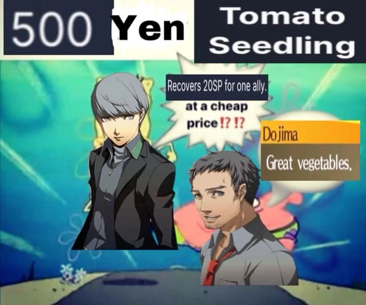 500 yen tomato seedling, yu narukami says recovers 20sp to an ally at a cheap price?!, dojima says great vegetables